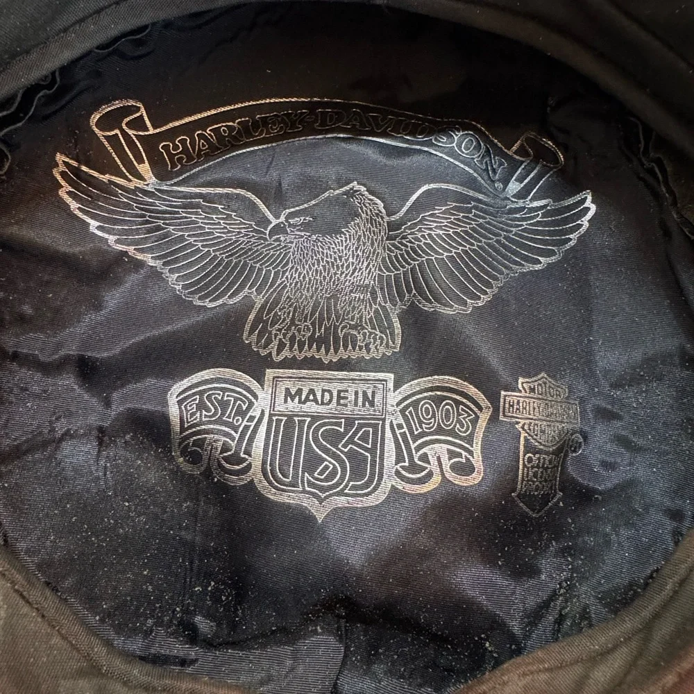 Harley-Davidson Vintage Hat Black Eagle Emblem USA Small Adjustable Biker Cap - Picture 10 of 16